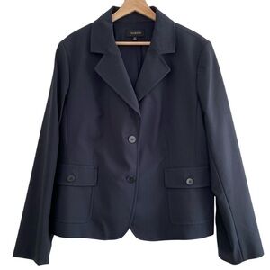 NWOT Talbots Navy Blue Blazer Two-Button Back Belt Cotton Work Career Office 20